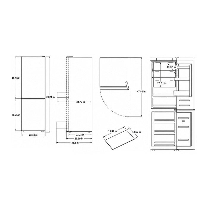 Verona VEFBF2411RISL 24 inch Bottom Freezer Refrigerator with 11.4 cu. ft. Total Capacity, Automatic Ice Maker, Sabbath Mode, Energy Star in Stainless Steel Look