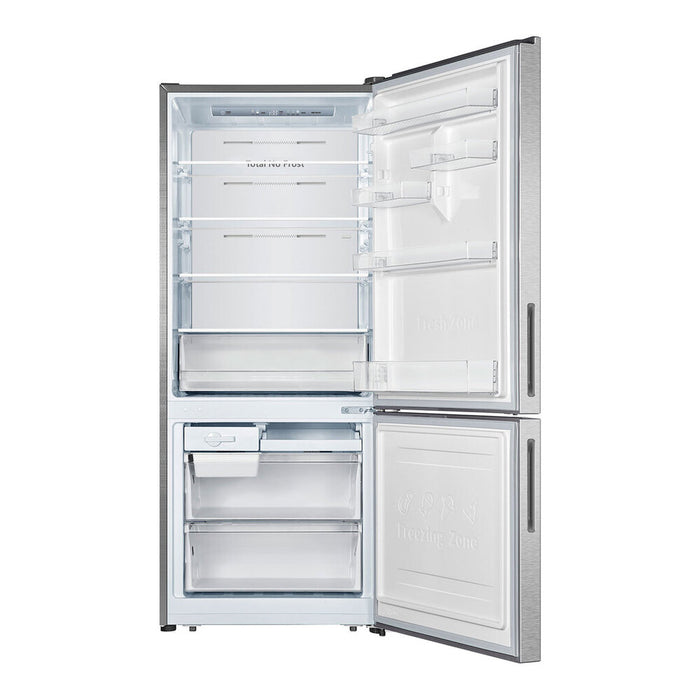 Verona VEFBF2814RSL 28 inch Bottom Freezer Refrigerator with 14.8 cu. ft. Total Capacity, Recessed Handle, Reversible Doors, Ice Maker, Energy Star