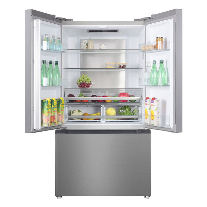 Verona VEFFD3620RISL 36 inch Freestanding French Door Refrigerator with 20.3 cu. ft. Capacity, Automatic Ice Maker, Recessed Handle