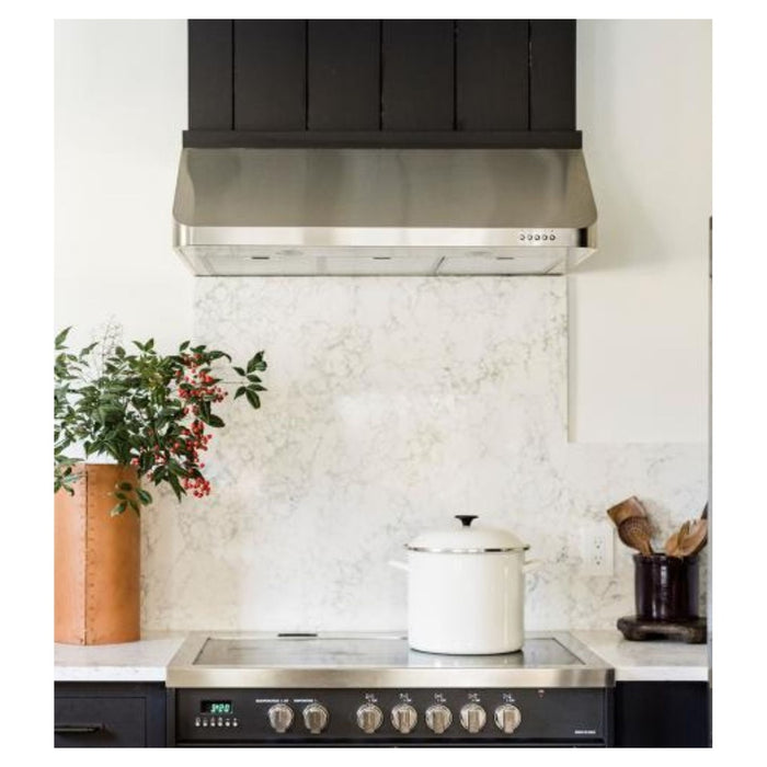Verona VEHOOD3610 36 inch Low Profile Under Cabinet Range Hood with 600 CFM, Aluminum Mesh Filters and LED Lighting in Stainless Steel