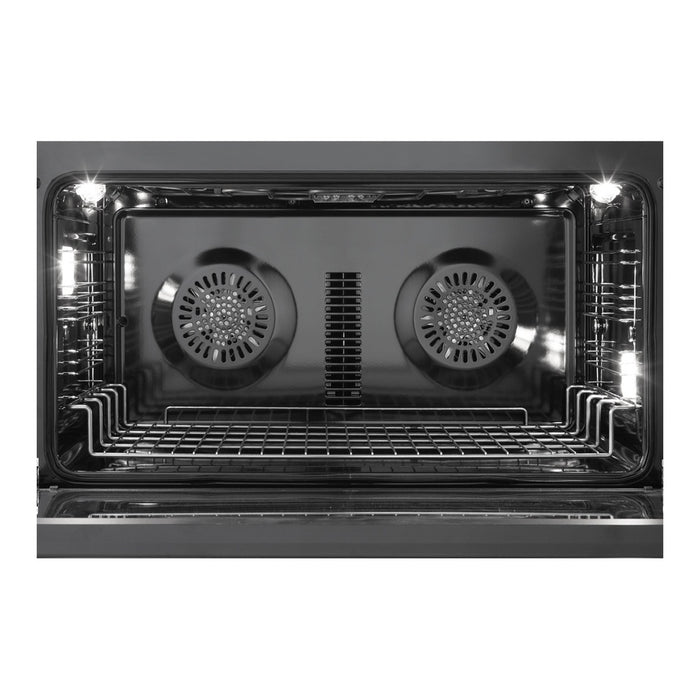 Verona VMFSGE365EE 36 inch Ultima Midnight Collection Freestanding Dual Fuel Range with 5 Sealed SABAF Brass Burners, 5 cu. ft. Oven Capacity in Matte Black