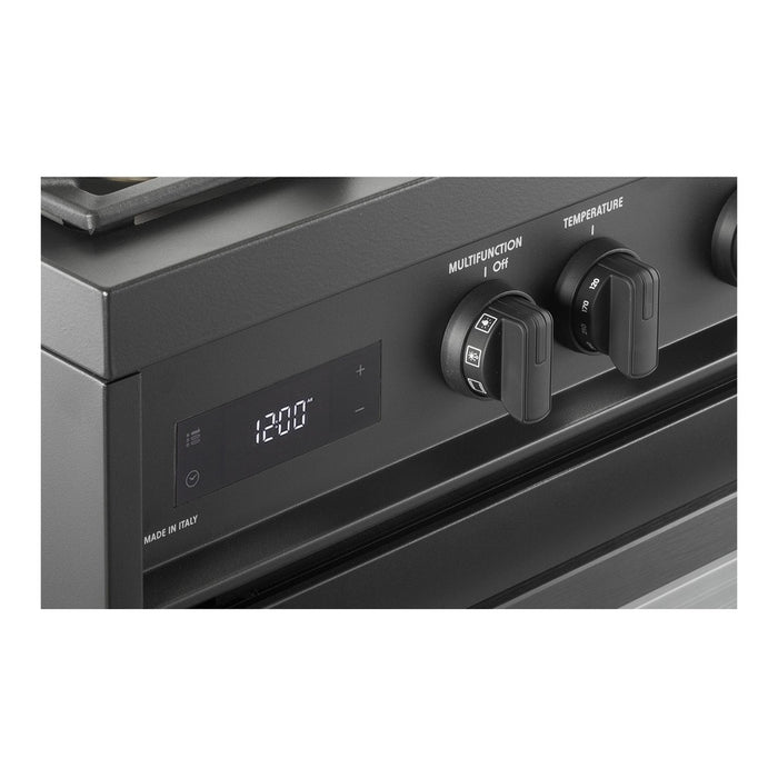 Verona VMFSGE365EE 36 inch Ultima Midnight Collection Freestanding Dual Fuel Range with 5 Sealed SABAF Brass Burners, 5 cu. ft. Oven Capacity in Matte Black