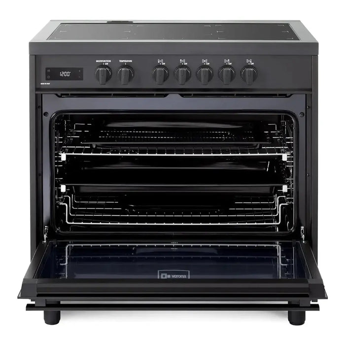 Verona VMFSIE365EE 36 inch Ultima Midnight Collection Freestanding Induction Range with 5 Elements, 5 cu. ft. Oven Capacity, Touch Control Clock in Matte Black