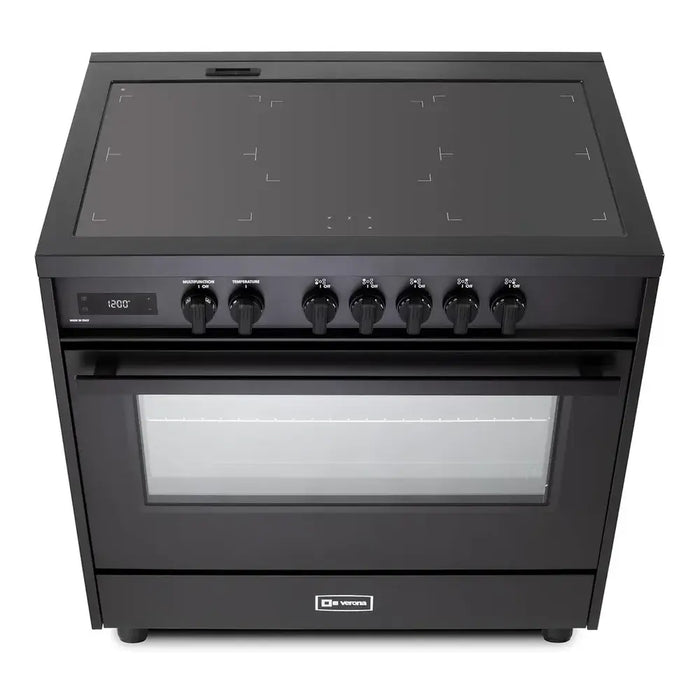 Verona VMFSIE365EE 36 inch Ultima Midnight Collection Freestanding Induction Range with 5 Elements, 5 cu. ft. Oven Capacity, Touch Control Clock in Matte Black