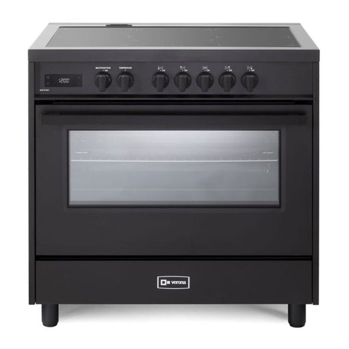 Verona VMFSIE365EE 36 inch Ultima Midnight Collection Freestanding Induction Range with 5 Elements, 5 cu. ft. Oven Capacity, Touch Control Clock in Matte Black