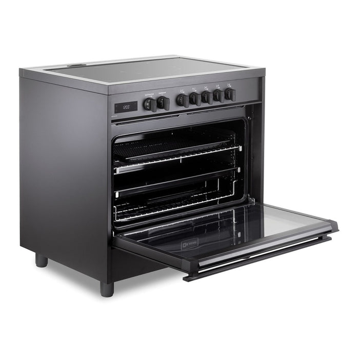 Verona VMFSIE365EE 36 inch Ultima Midnight Collection Freestanding Induction Range with 5 Elements, 5 cu. ft. Oven Capacity, Touch Control Clock in Matte Black