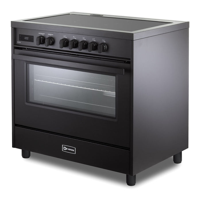 Verona VMFSIE365EE 36 inch Ultima Midnight Collection Freestanding Induction Range with 5 Elements, 5 cu. ft. Oven Capacity, Touch Control Clock in Matte Black