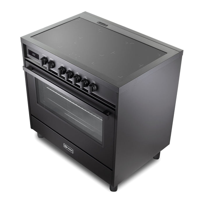 Verona VMFSIE365EE 36 inch Ultima Midnight Collection Freestanding Induction Range with 5 Elements, 5 cu. ft. Oven Capacity, Touch Control Clock in Matte Black