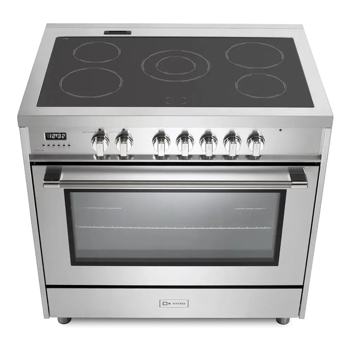 Verona VPRFSEE365SS 36 inch Prima Series Freestanding Electric Range with 5 Elements, 5 cu. ft. Oven Capacity, Digital Clock, Timer in Stainless Steel