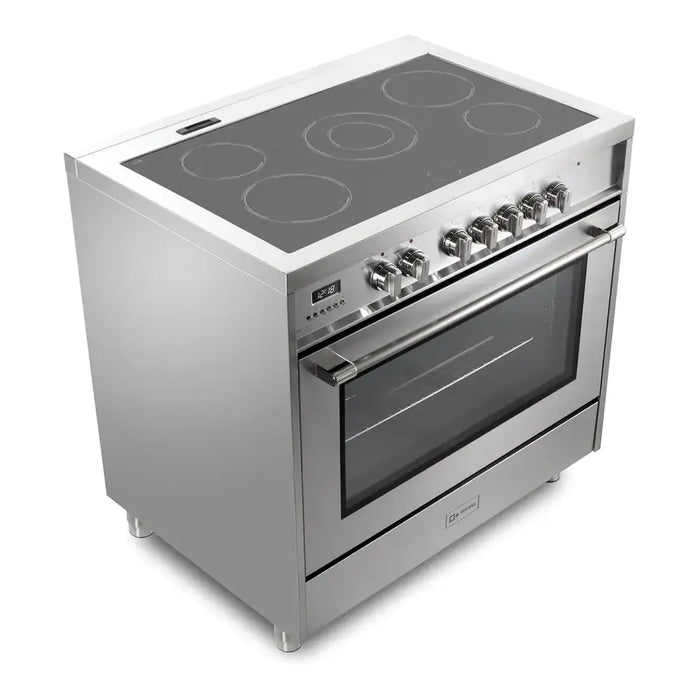 Verona VPRFSEE365SS 36 inch Prima Series Freestanding Electric Range with 5 Elements, 5 cu. ft. Oven Capacity, Digital Clock, Timer in Stainless Steel