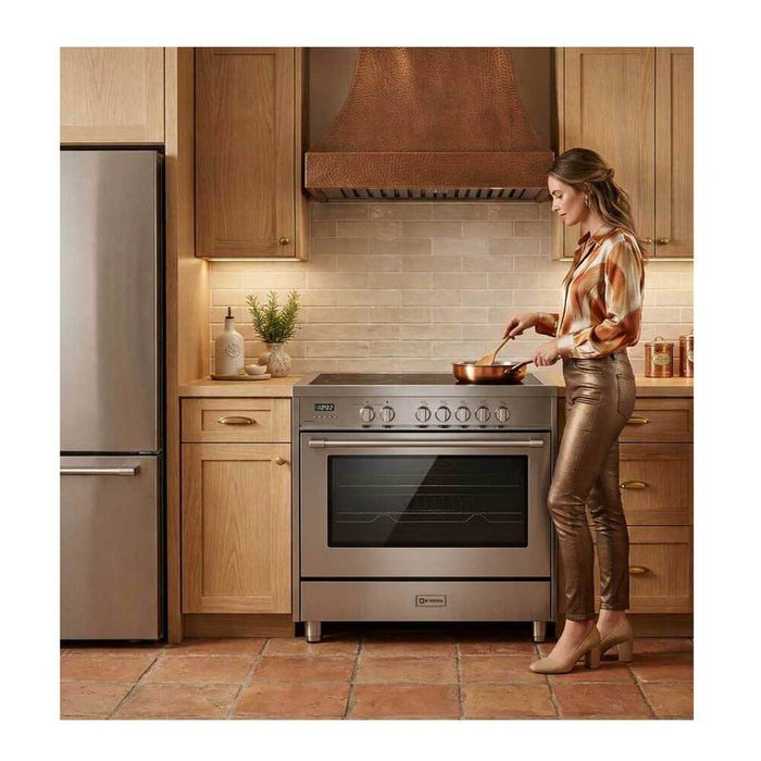 Verona VPRFSEE365SS 36 inch Prima Series Freestanding Electric Range with 5 Elements, 5 cu. ft. Oven Capacity, Digital Clock, Timer in Stainless Steel