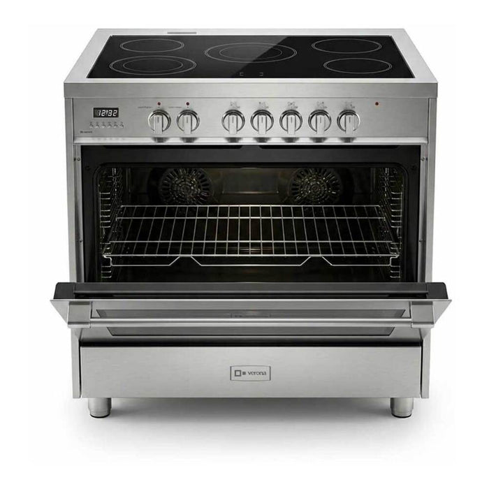 Verona VPRFSEE365SS 36 inch Prima Series Freestanding Electric Range with 5 Elements, 5 cu. ft. Oven Capacity, Digital Clock, Timer in Stainless Steel