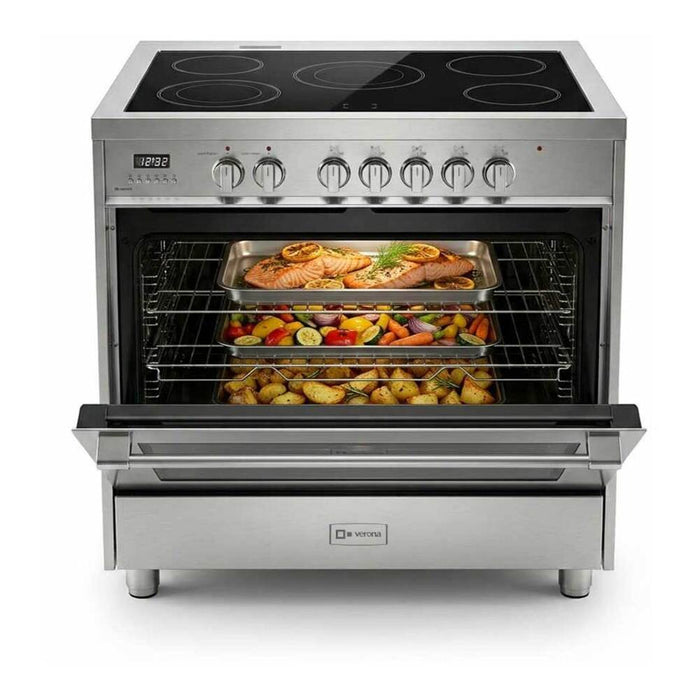 Verona VPRFSEE365SS 36 inch Prima Series Freestanding Electric Range with 5 Elements, 5 cu. ft. Oven Capacity, Digital Clock, Timer in Stainless Steel