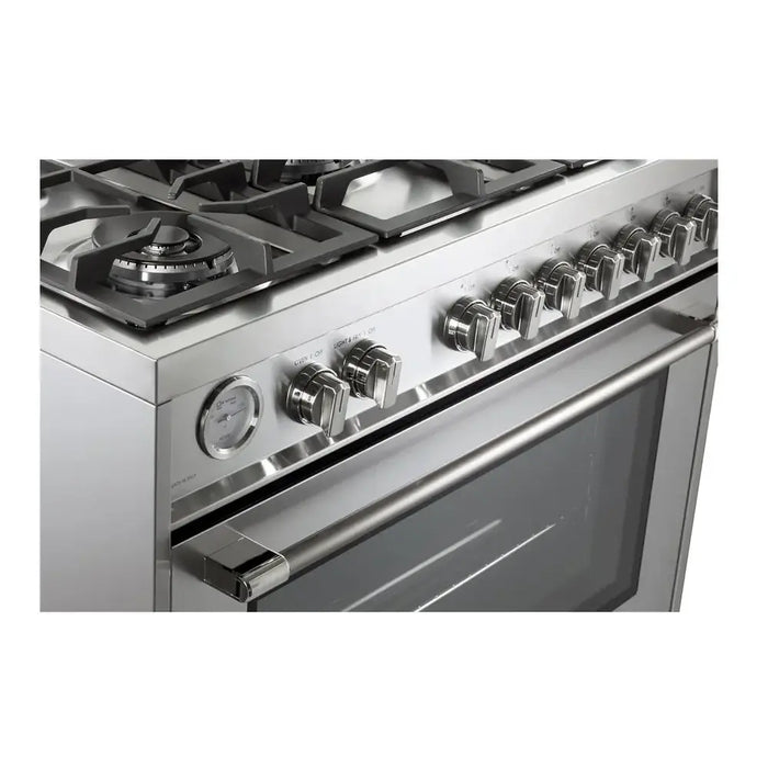 Verona VPRFSGG365SS 36 inch Prima Series Freestanding Gas Range with 5 Sealed Burners, 5 cu. ft. Oven Capacity, Temperature Gauge in Stainless Steel