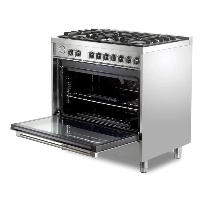 Verona VPRFSGG365SS 36 inch Prima Series Freestanding Gas Range with 5 Sealed Burners, 5 cu. ft. Oven Capacity, Temperature Gauge in Stainless Steel