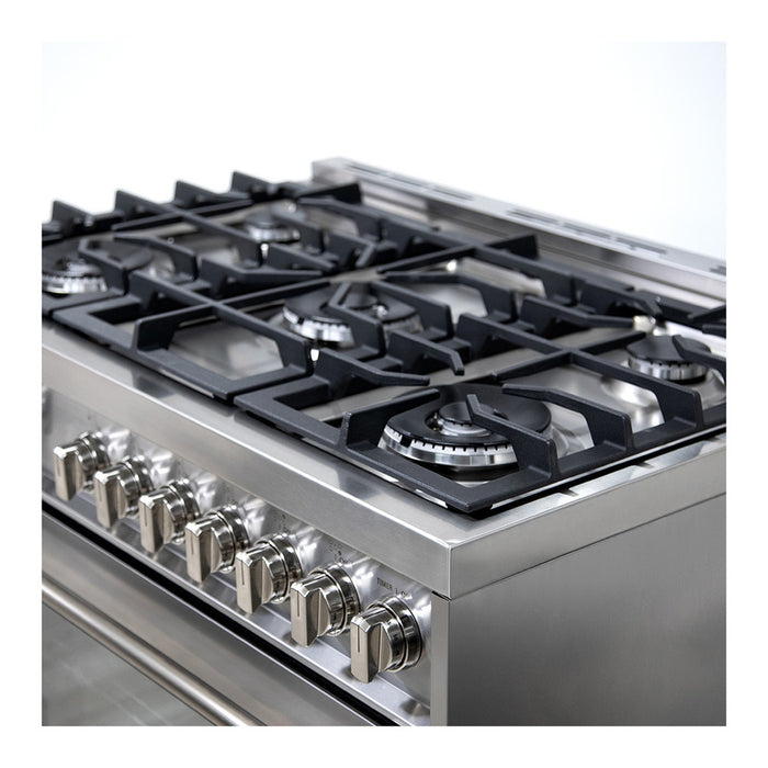 Verona VPRFSGG365SS 36 inch Prima Series Freestanding Gas Range with 5 Sealed Burners, 5 cu. ft. Oven Capacity, Temperature Gauge in Stainless Steel