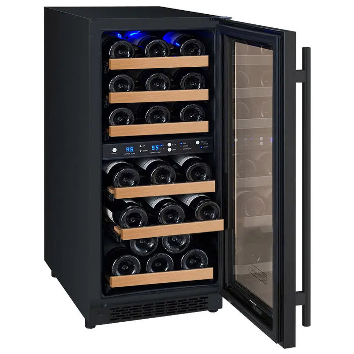 Allavino 15" Wide FlexCount II Tru-Vino 30 Bottle Dual Zone Black Wine Refrigerator