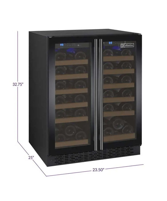 Allavino 24" Wide FlexCount II Tru-Vino 36 Bottle Dual Zone Black Wine Refrigerator