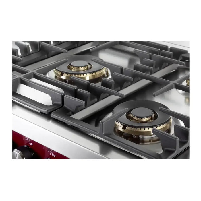 Verona VUFSGE365 36 inch Ultima Collection Freestanding Dual Fuel Range with 5 Sealed SABAF Brass Burners, 5 cu. ft. Oven Capacity