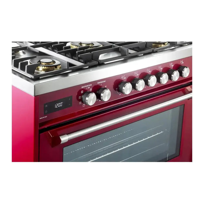 Verona VUFSGE365 36 inch Ultima Collection Freestanding Dual Fuel Range with 5 Sealed SABAF Brass Burners, 5 cu. ft. Oven Capacity