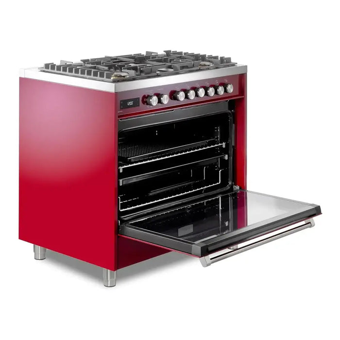Verona VUFSGE365 36 inch Ultima Collection Freestanding Dual Fuel Range with 5 Sealed SABAF Brass Burners, 5 cu. ft. Oven Capacity