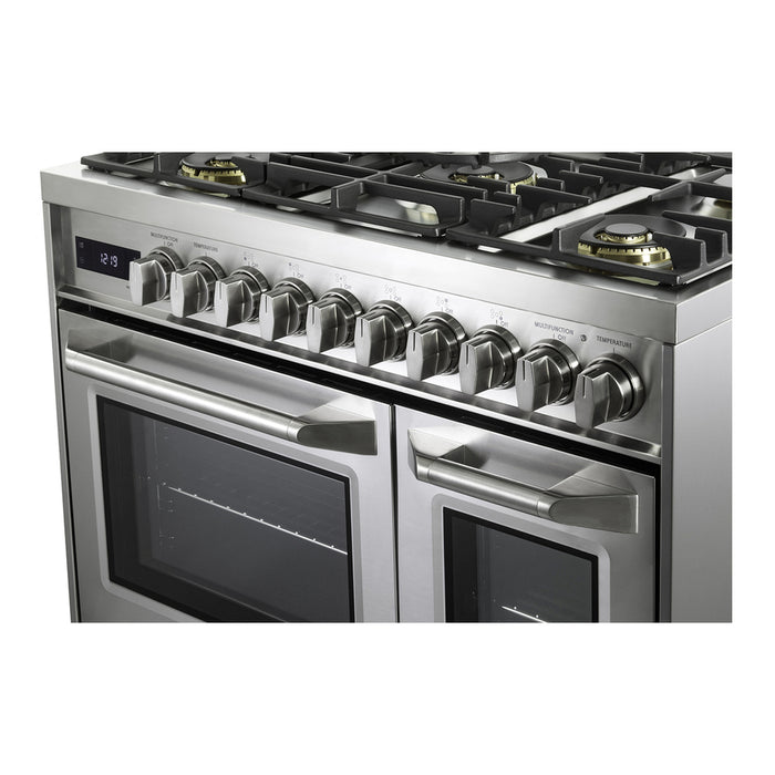 Verona VUFSGE365DSS 36 inch Ultima Collection Double Oven Dual Fuel Range with 5 Brass Burners, 4.1 cu. ft. Total Oven Capacity
