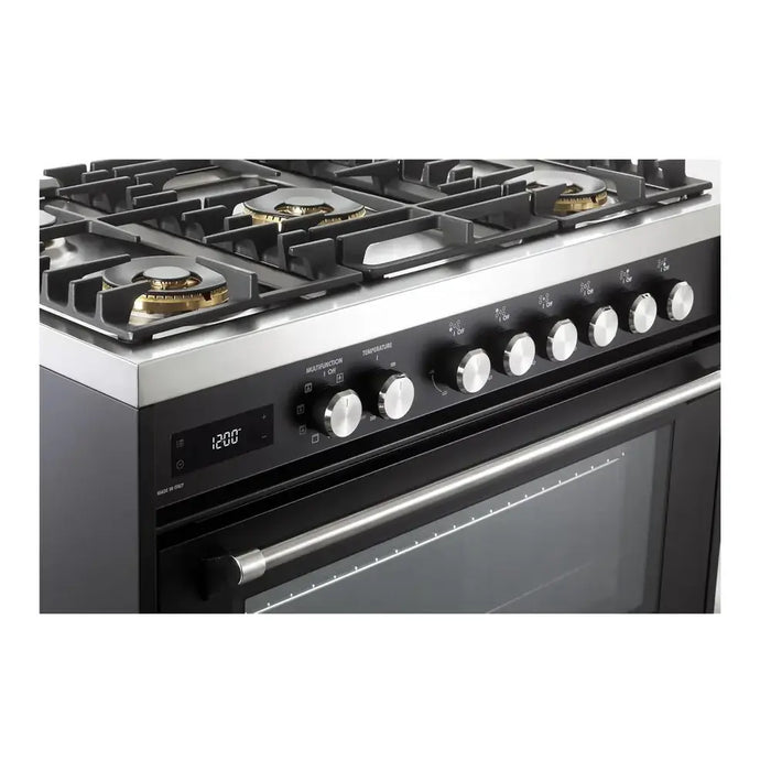 Verona VUFSGE365 36 inch Ultima Collection Freestanding Dual Fuel Range with 5 Sealed SABAF Brass Burners, 5 cu. ft. Oven Capacity