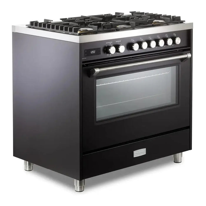 Verona VUFSGE365 36 inch Ultima Collection Freestanding Dual Fuel Range with 5 Sealed SABAF Brass Burners, 5 cu. ft. Oven Capacity