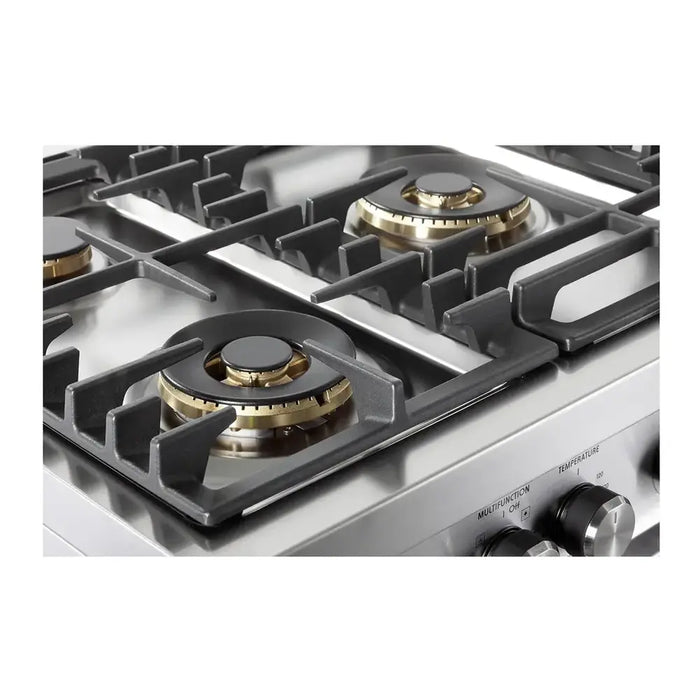 Verona VUFSGE365 36 inch Ultima Collection Freestanding Dual Fuel Range with 5 Sealed SABAF Brass Burners, 5 cu. ft. Oven Capacity