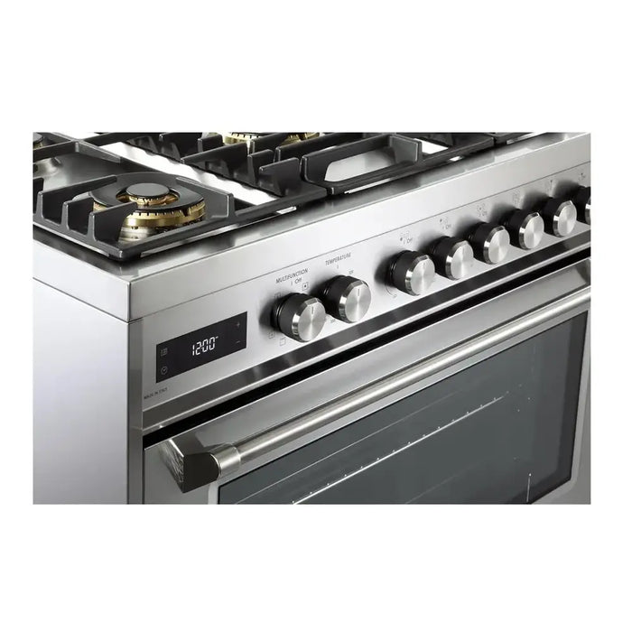 Verona VUFSGE365 36 inch Ultima Collection Freestanding Dual Fuel Range with 5 Sealed SABAF Brass Burners, 5 cu. ft. Oven Capacity