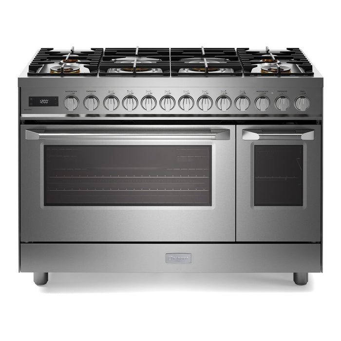 Verona VUFSGE486DSS 48 inch Ultima Collection Dual Fuel Range with 6 Brass Sealed Burners, 5.8 cu. ft. Oven Capacity, Digital Clock in Stainless Steel