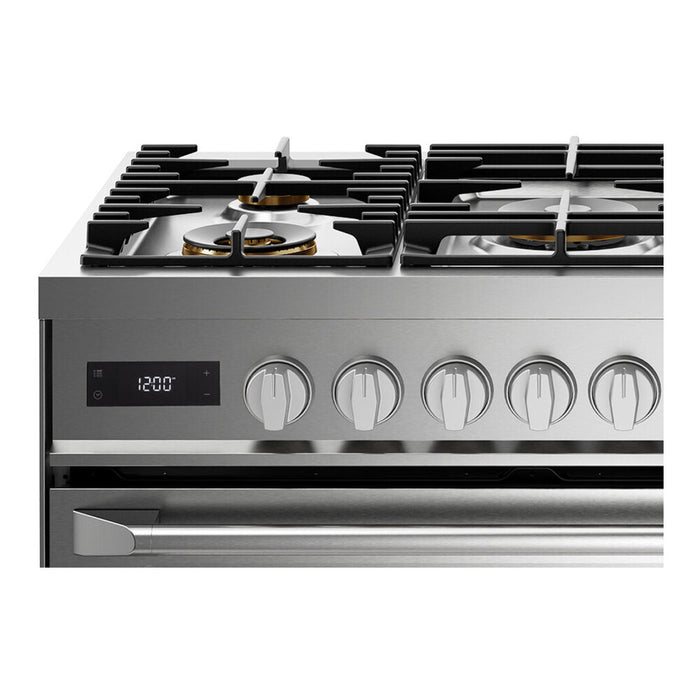 Verona VUFSGE486DSS 48 inch Ultima Collection Dual Fuel Range with 6 Brass Sealed Burners, 5.8 cu. ft. Oven Capacity, Digital Clock in Stainless Steel