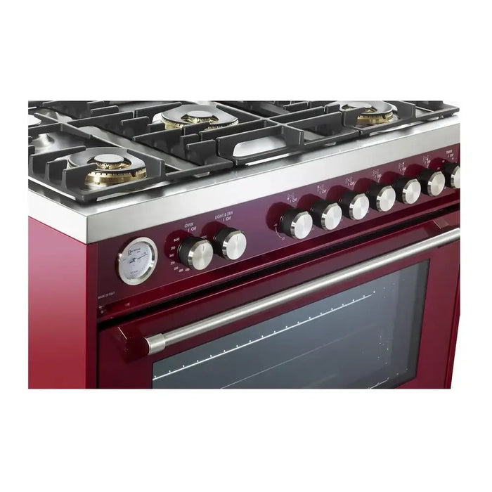 Verona VUFSGG365 36 inch Ultima Collection Freestanding Gas Range with 5 Sealed SABAF Brass Burners, 5 cu. ft. Oven Capacity, Temperature Gauge