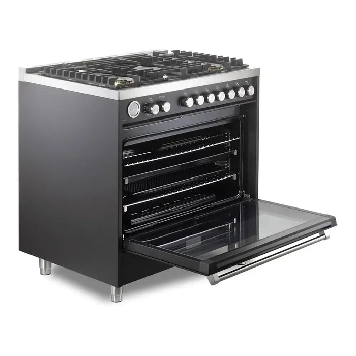 Verona VUFSGG365 36 inch Ultima Collection Freestanding Gas Range with 5 Sealed SABAF Brass Burners, 5 cu. ft. Oven Capacity, Temperature Gauge