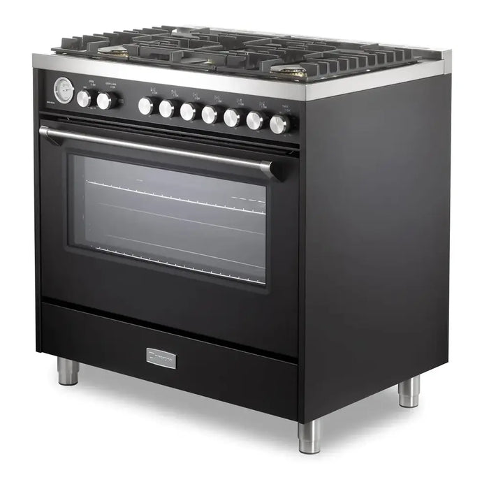 Verona VUFSGG365 36 inch Ultima Collection Freestanding Gas Range with 5 Sealed SABAF Brass Burners, 5 cu. ft. Oven Capacity, Temperature Gauge