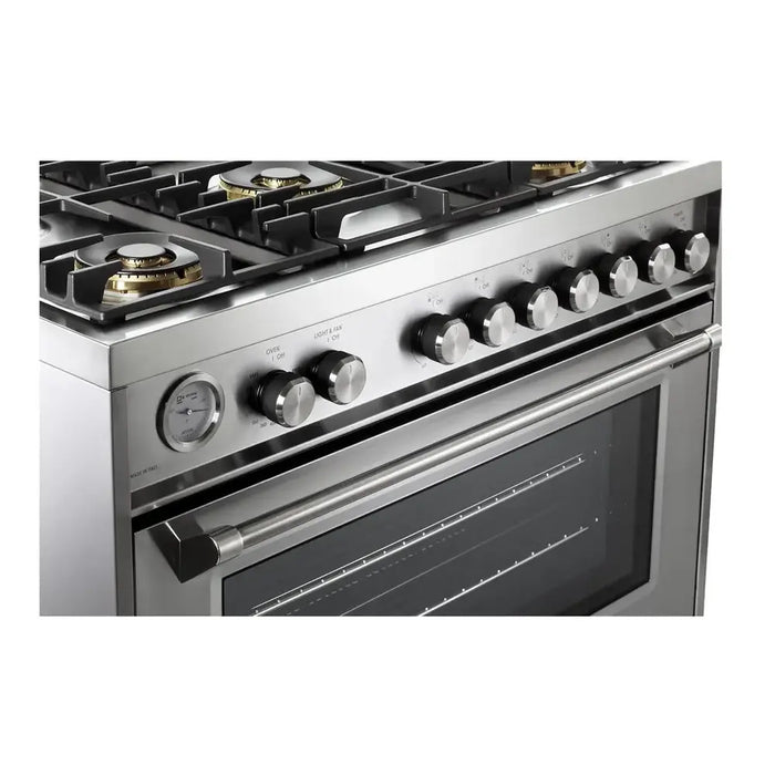 Verona VUFSGG365 36 inch Ultima Collection Freestanding Gas Range with 5 Sealed SABAF Brass Burners, 5 cu. ft. Oven Capacity, Temperature Gauge