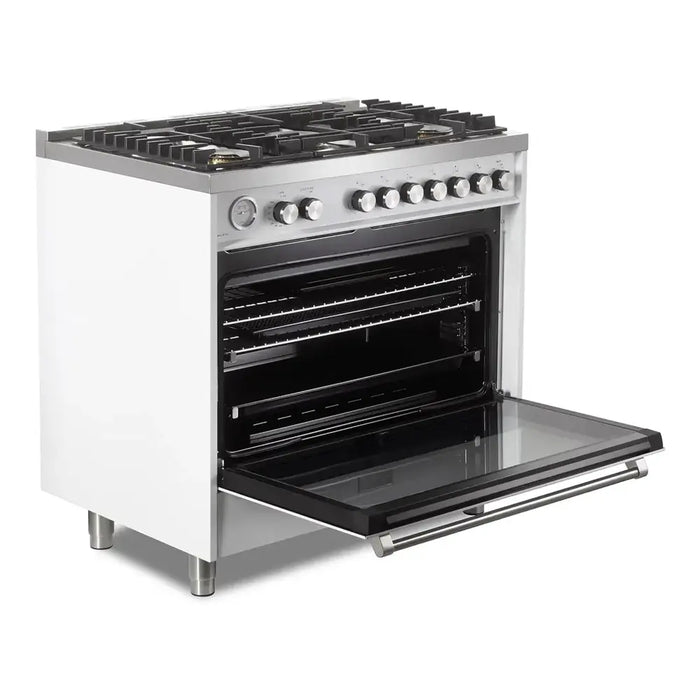 Verona VUFSGG365 36 inch Ultima Collection Freestanding Gas Range with 5 Sealed SABAF Brass Burners, 5 cu. ft. Oven Capacity, Temperature Gauge