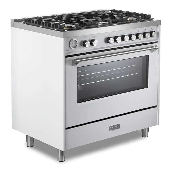 Verona VUFSGG365 36 inch Ultima Collection Freestanding Gas Range with 5 Sealed SABAF Brass Burners, 5 cu. ft. Oven Capacity, Temperature Gauge