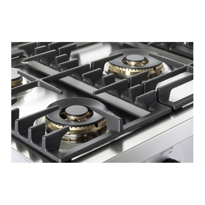 Verona VUFSGG486DSS 48 inch Ultima Collection Gas Range with 6 Brass Burners, 5.2 cu. ft. Oven Total Capacity, LP Conversion Kit, Analog Temperature Indicator
