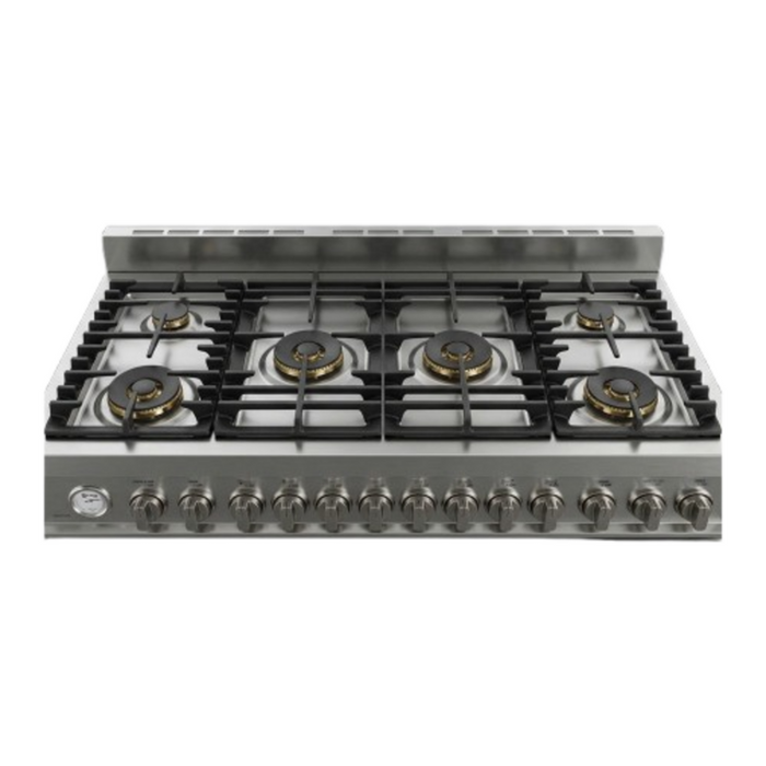Verona VUFSGG486DSS 48 inch Ultima Collection Gas Range with 6 Brass Burners, 5.2 cu. ft. Oven Total Capacity, LP Conversion Kit, Analog Temperature Indicator