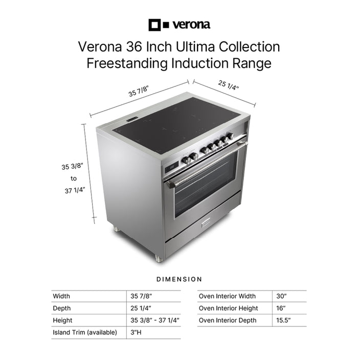 Verona Ultima 36 Inch Induction Range with 5 Element Burners (VUFSIE365)