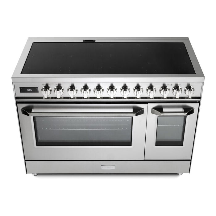 Verona VUFSIE487DSS 48 inch Ultima Collection Induction Range with 7 Elements, Griddle, 6.5 cu. ft. Total Oven Capacity, Bridge Control, Digital Clock in Stainless Steel