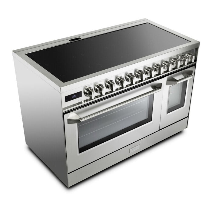 Verona VUFSIE487DSS 48 inch Ultima Collection Induction Range with 7 Elements, Griddle, 6.5 cu. ft. Total Oven Capacity, Bridge Control, Digital Clock in Stainless Steel