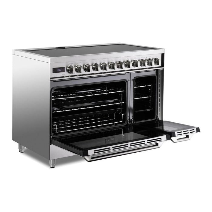 Verona VUFSIE487DSS 48 inch Ultima Collection Induction Range with 7 Elements, Griddle, 6.5 cu. ft. Total Oven Capacity, Bridge Control, Digital Clock in Stainless Steel