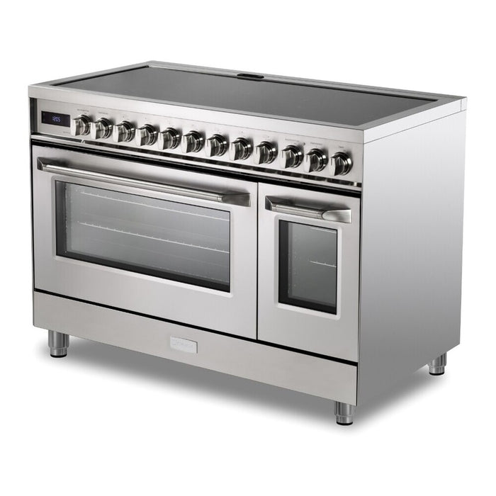 Verona VUFSIE487DSS 48 inch Ultima Collection Induction Range with 7 Elements, Griddle, 6.5 cu. ft. Total Oven Capacity, Bridge Control, Digital Clock in Stainless Steel