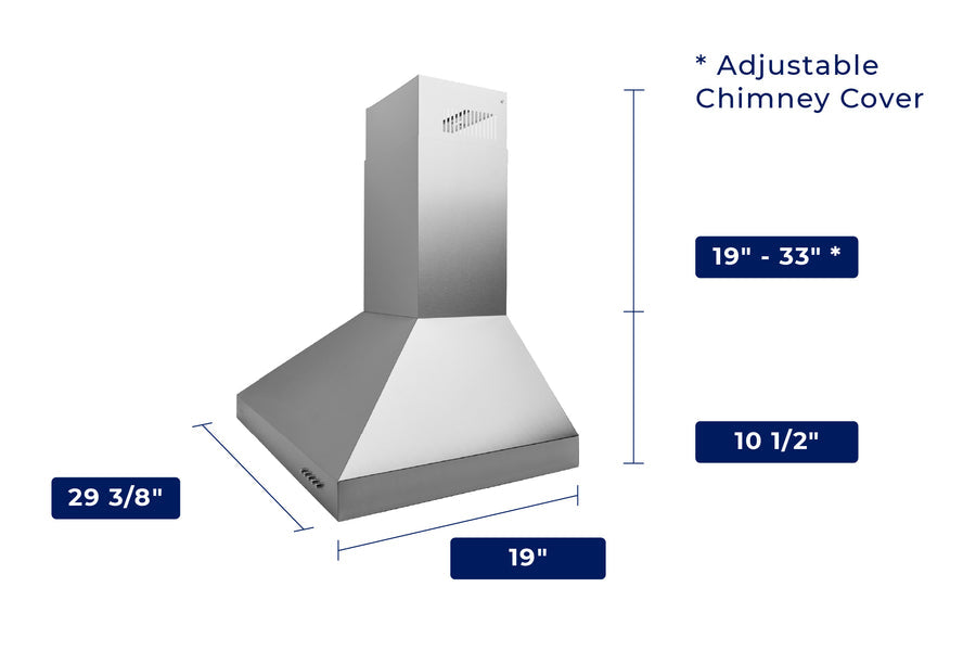 Hauslane | 30 Inch Wall Mount Range Hood with Aluminum Mesh Filters (WM-530-30B)