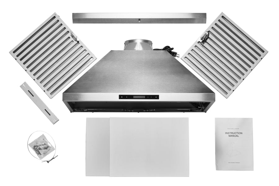 Hauslane | Wall Mount Touch Control Range Hood with Stainless Steel Filters in Stainless Steel (WM-538SS)