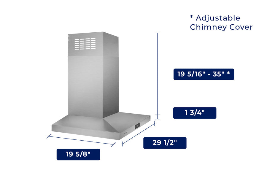 Hauslane | 30 Inch Low Profile Pyramid Style Wall Mount Range Hood with Pro-Style Design in Stainless Steel (WM-540SS-30)