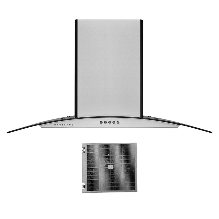 Hauslane | Wall Mount Range Hood with Tempered Glass and Stainless Steel (WM-600SS)