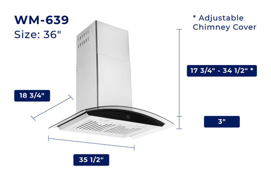 Hauslane | Wall Mount Touch Control Range Hood with Tempered Glass in Stainless Steel (WM-639SS)